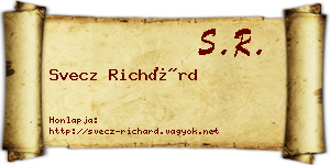 Svecz Richárd névjegykártya